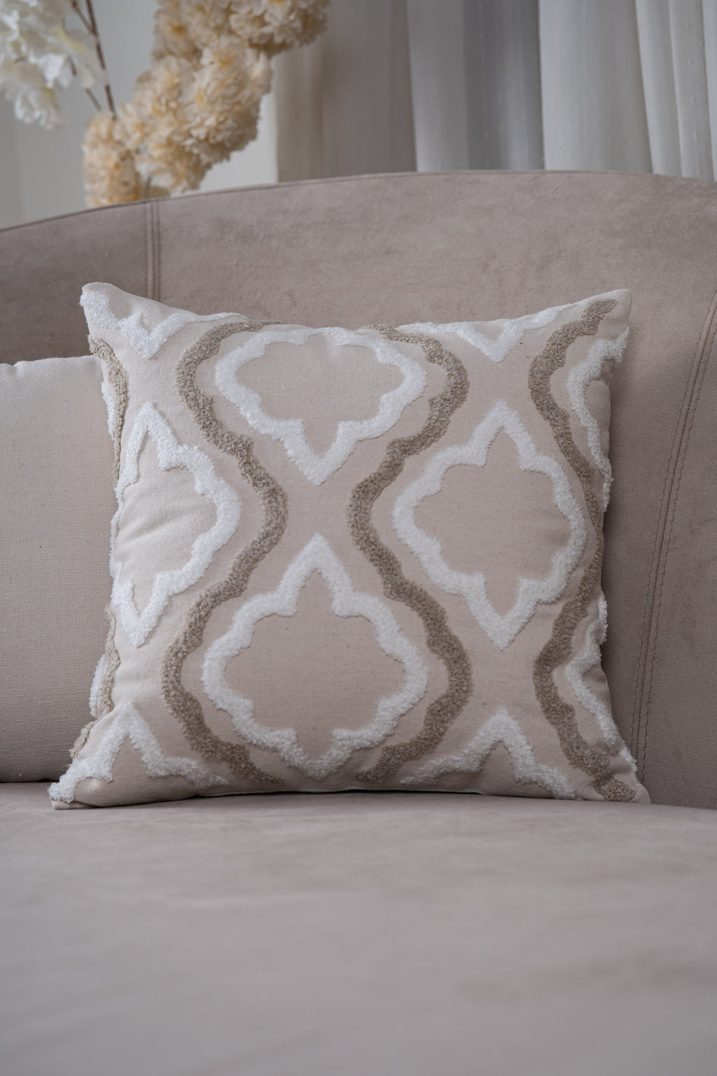 Beige Star Cushion Cover