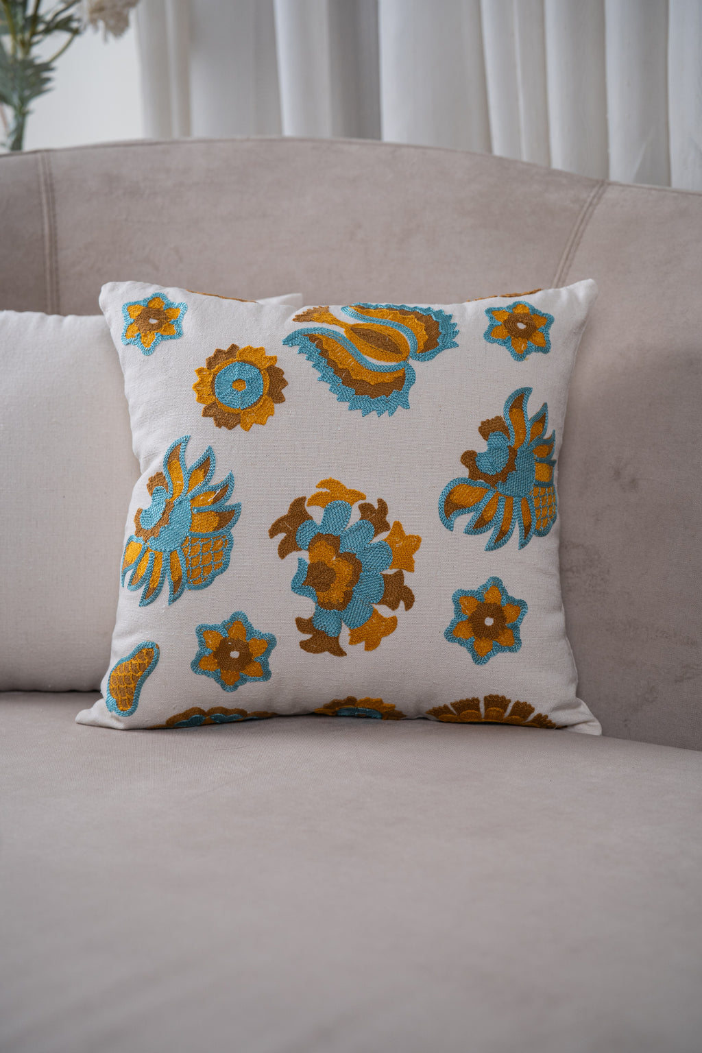 Yellow Pharaonic Cushion Cover