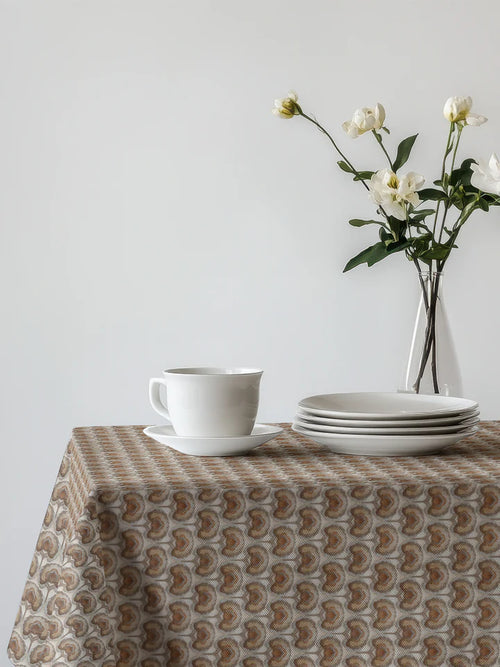 Brown Print Tablecloth