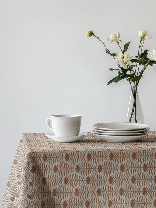 Brown Patterned Rectangle Tablecloth