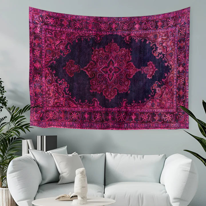 Antique fuchsia And Navy Blue Turkish Wall Tapestry