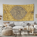 Gold And Blue Islamic Geometric Wall Tapestry
