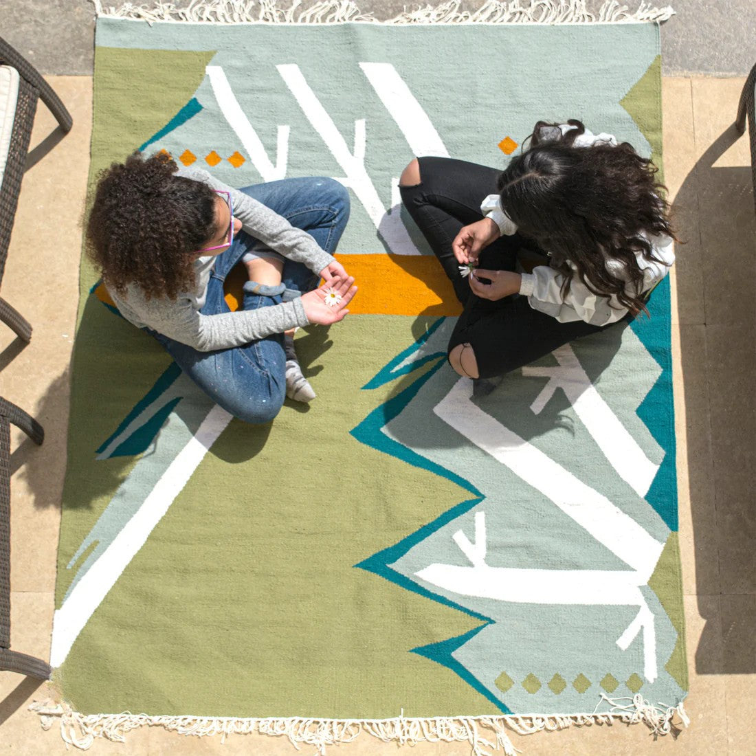 Palm Trees  Wool Kilim Rug