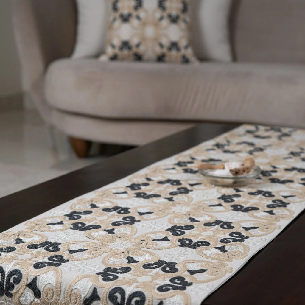 Black Arabesque Table Runner