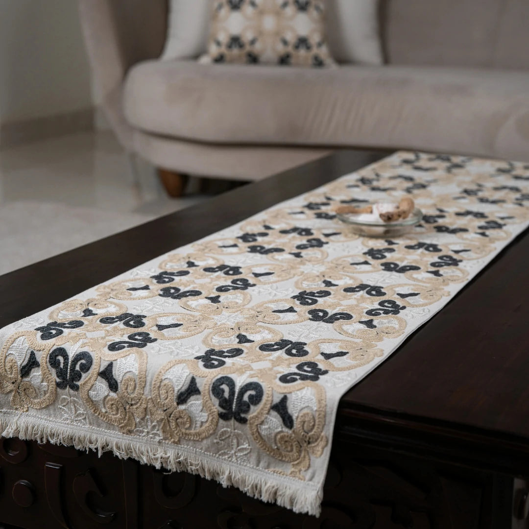 Black Arabesque Table Runner
