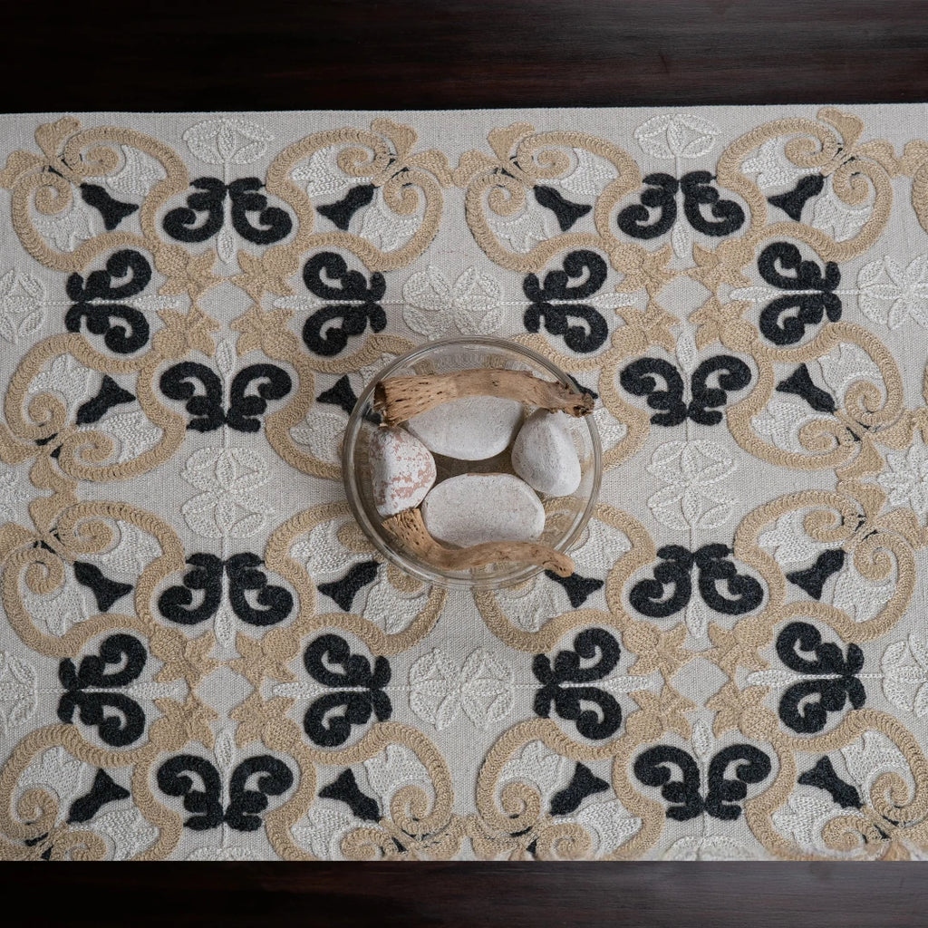 Black Arabesque Table Runner