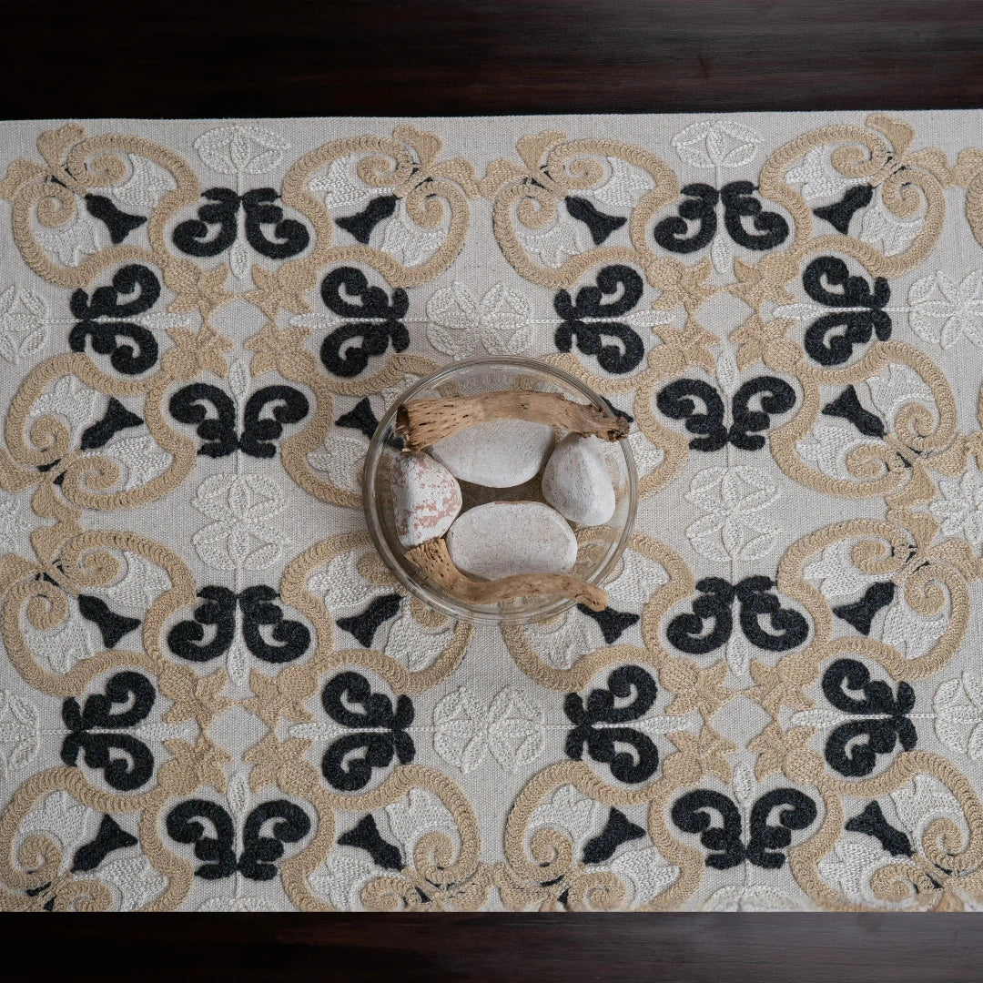 Black Arabesque Table Runner