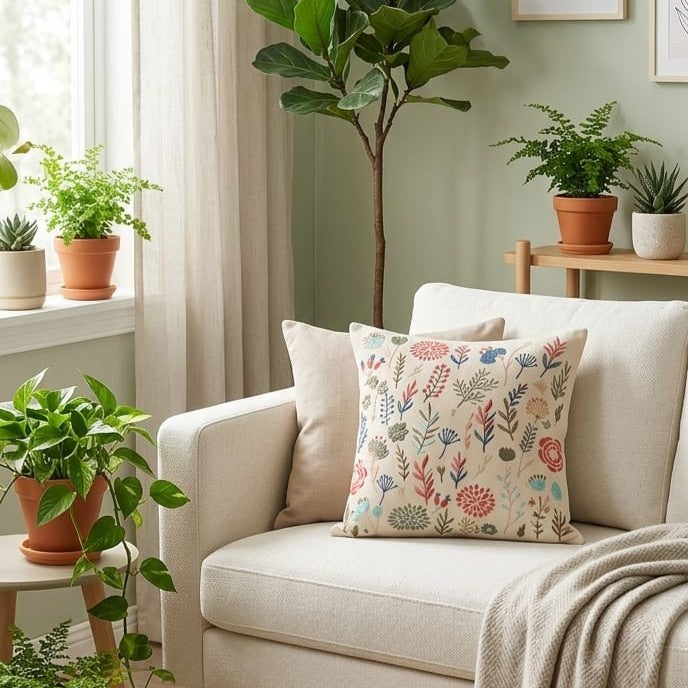 Pastel Flowers Table Runner & Cushion Set