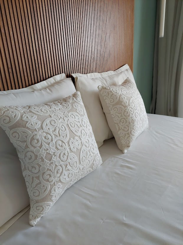 White Luxury Embroidered Cotton Bed Runner