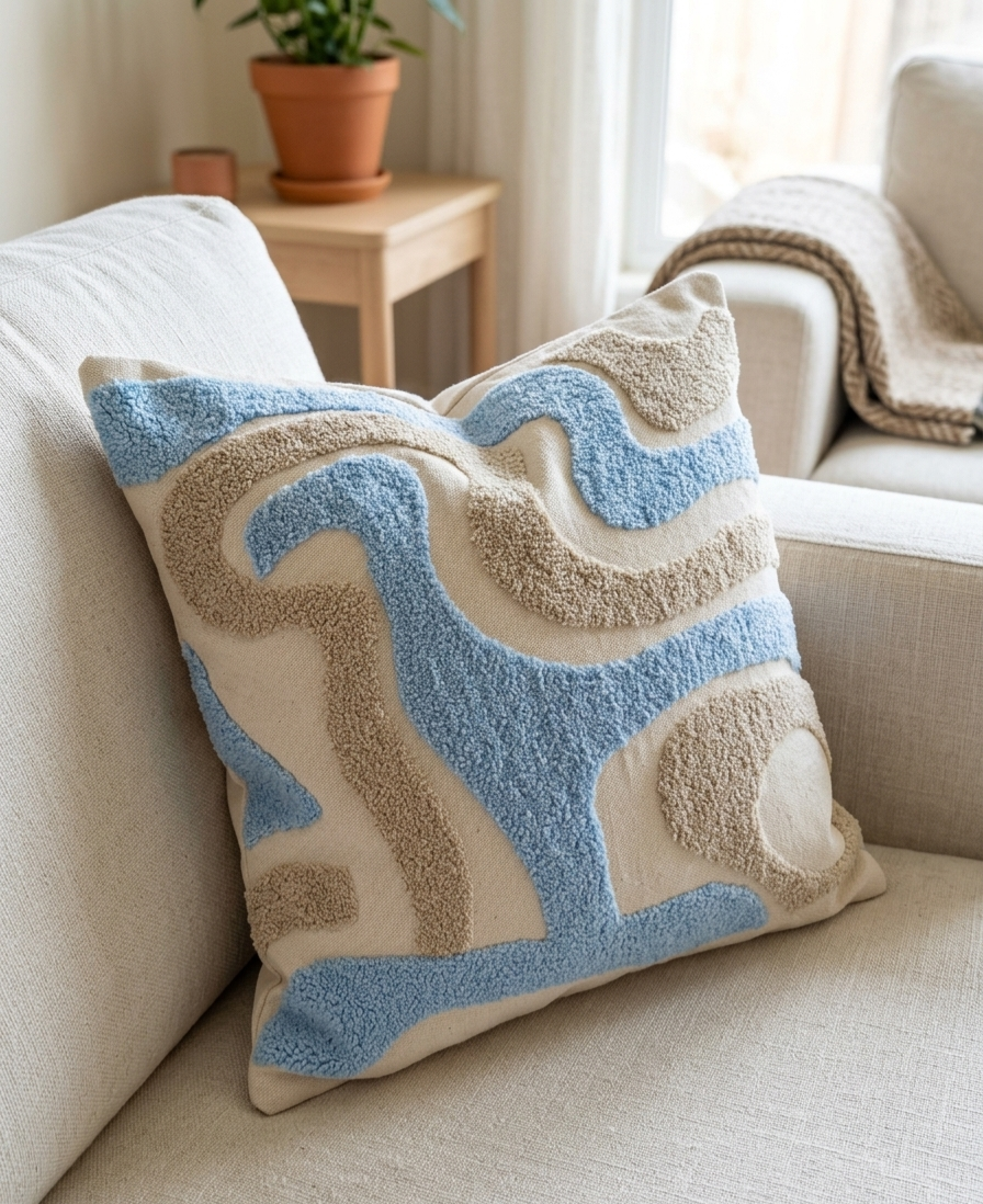 Blue Wave Set of Table Runner & 2 Cushion Covers