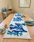 Coral Blue cotton  Table Runner