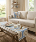 Blue Wave Set of Table Runner & 2 Cushion Covers