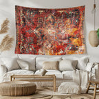 Abstract Distressed Multicolor Wall Tapestry