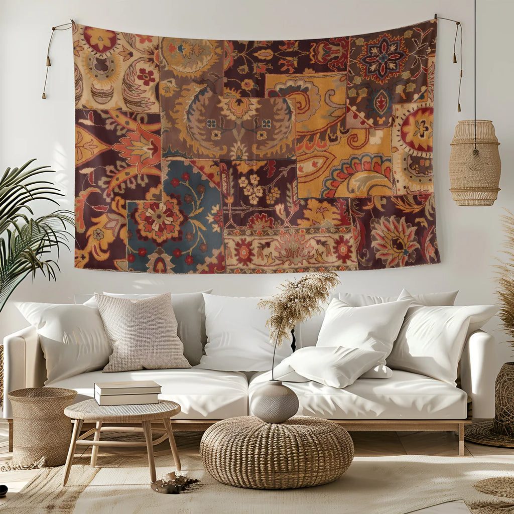 Velvet Berezira Patchwork Mosaic Fabric Wall Tapestry
