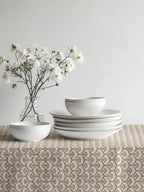 Pink & Green Floral Print Cotton Tablecloth
