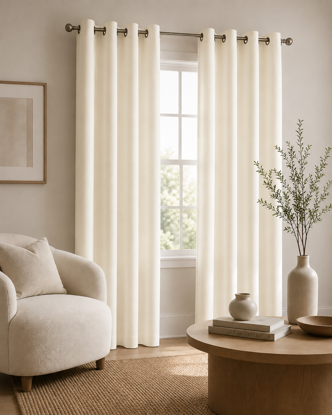 Premium 100% Blackout Curtains – OFF WHITE