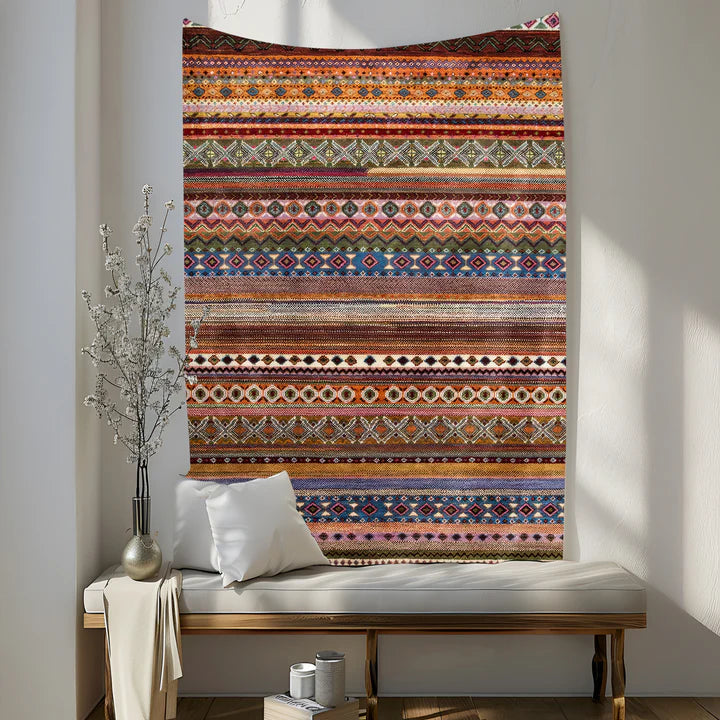 Bohemian Stripped Multi Color Wall Tapestry