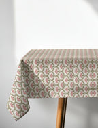 Pink & Green Floral Print Cotton Tablecloth