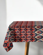 Red And Navy Blue Diamond Print Tablecloth