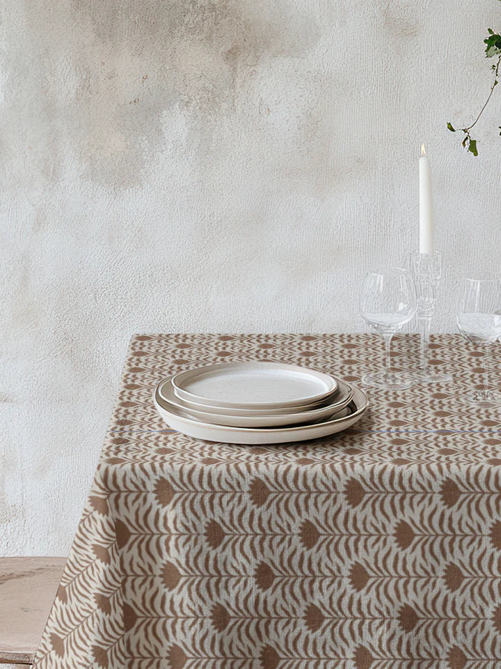 Brown Patterned Rectangle Tablecloth