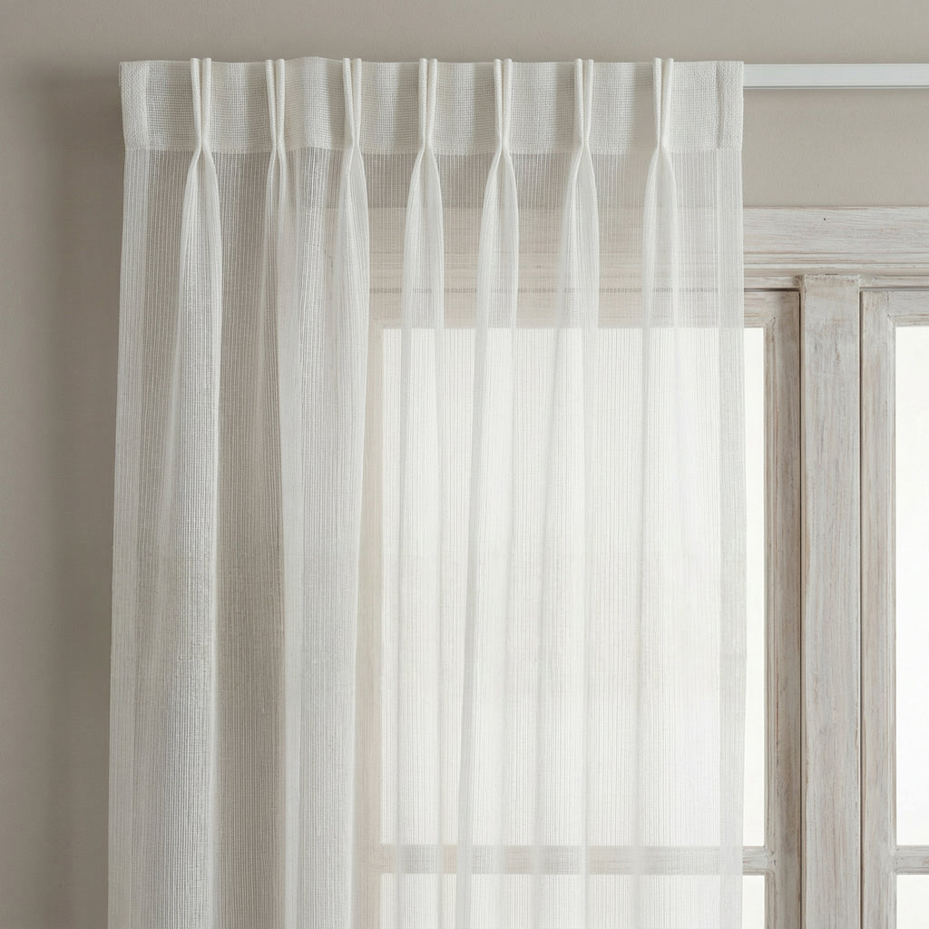 Evelyn Cream Textured Stripe Voile Curtains