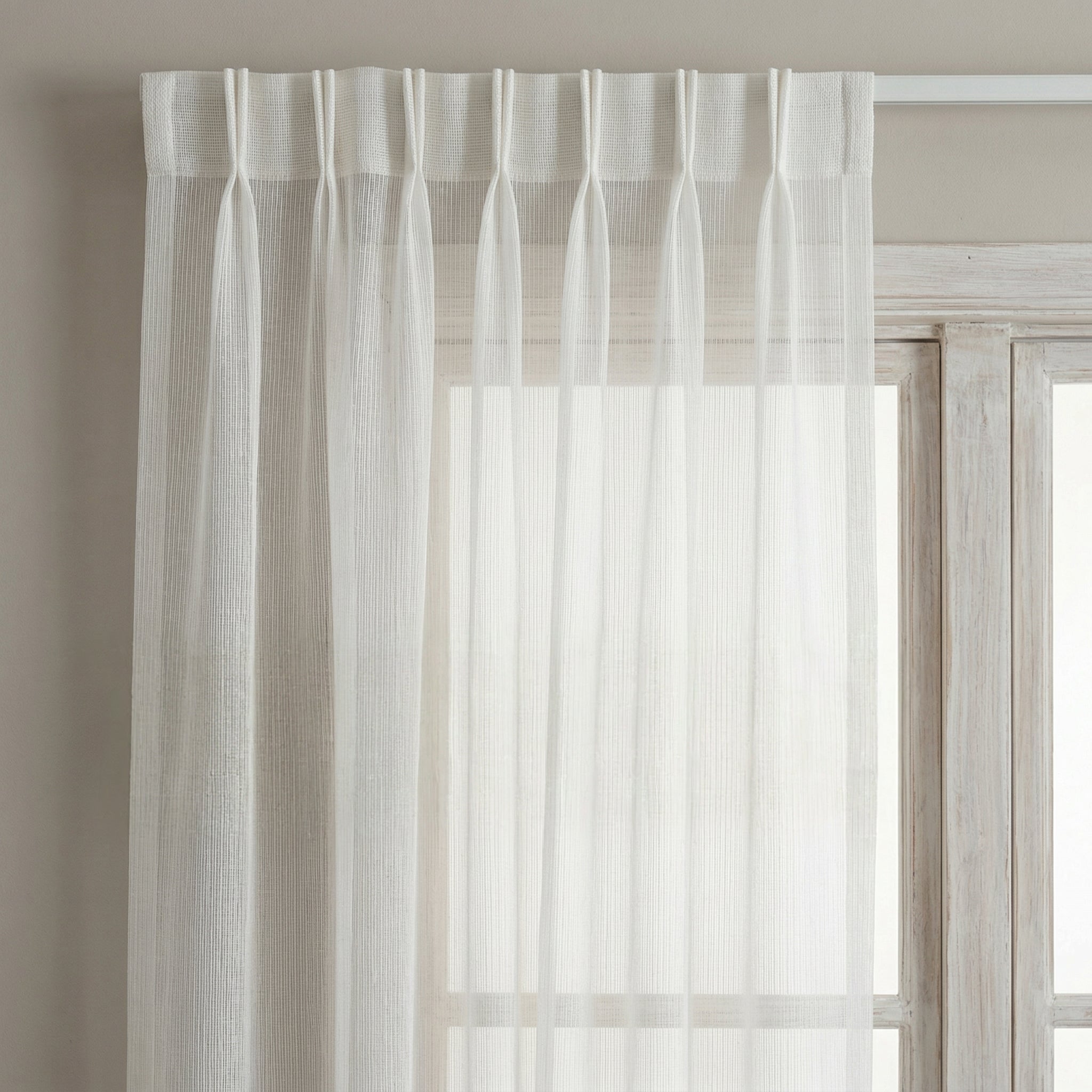 Evelyn Cream Textured Stripe Voile Curtains