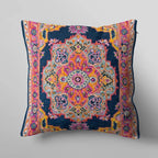 Navy Blue Oriental Geometric Pattern Cushion Cover