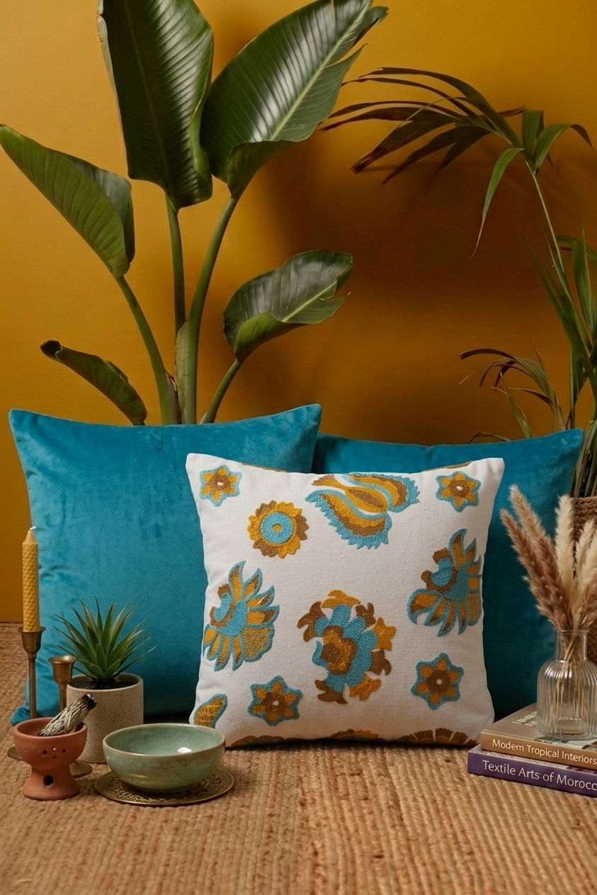Yellow Pharaonic Cushion Cover