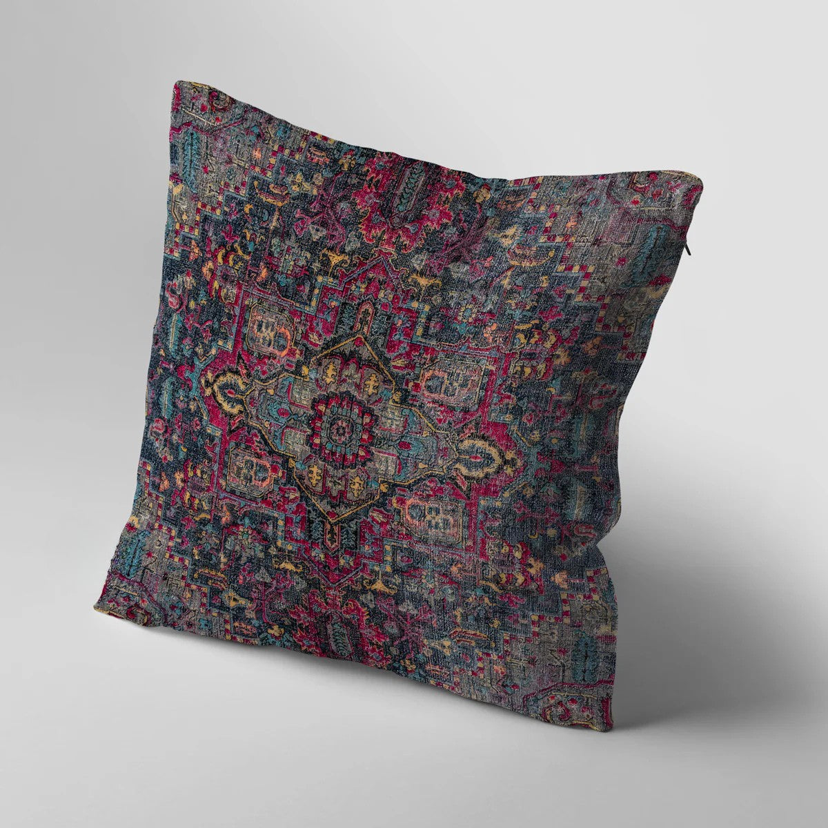 Sophia Jewel Ruby Red & Grey Distressed Cushion Cover
