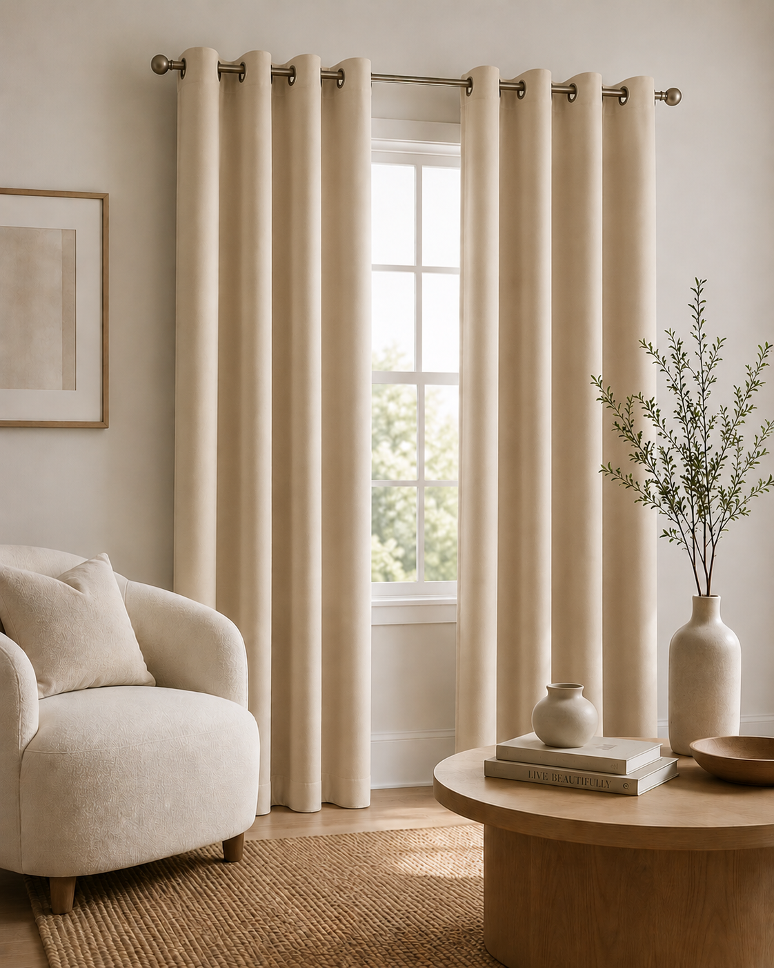 Premium 100% Blackout Curtains – BEIGE