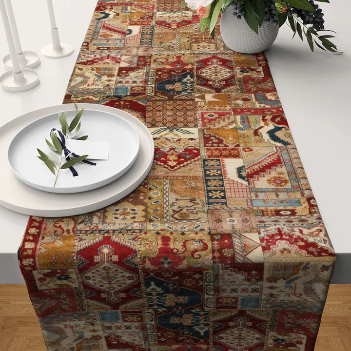 Vintage Patterned Fabric Table Runner