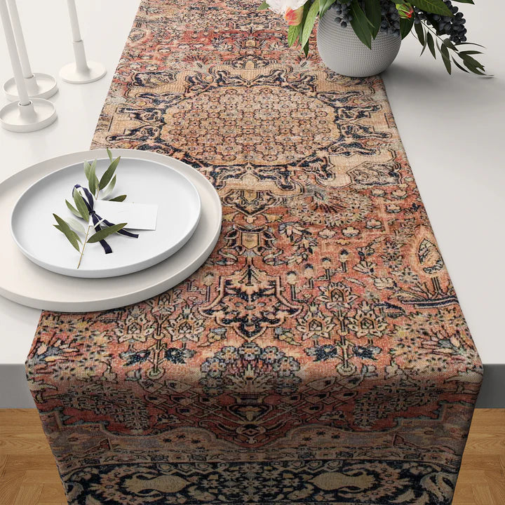 Rust & Blue Oriental Table Runner