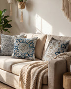 Blue Vintage Carpet Pattern Cushion Cover Set -3 Pieces