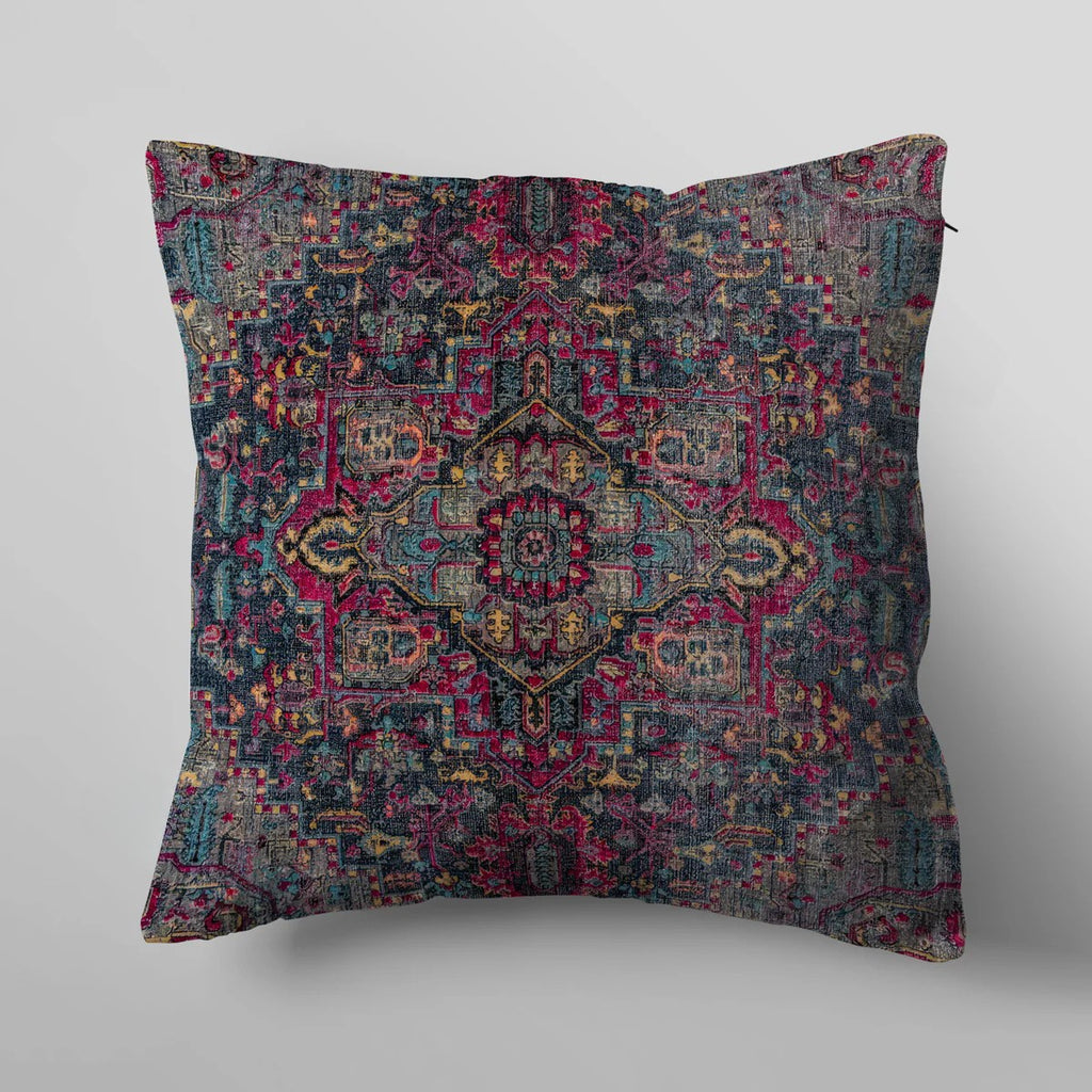 Sophia Jewel Ruby Red & Grey Distressed Cushion Cover