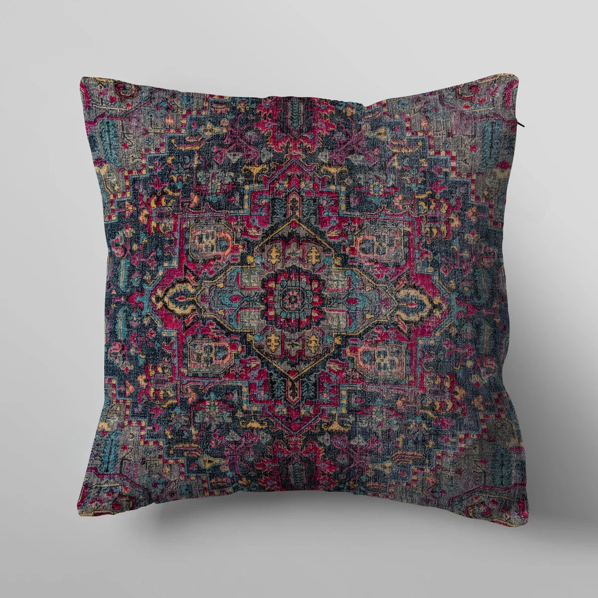 Sophia Jewel Ruby Red & Grey Distressed Cushion Cover