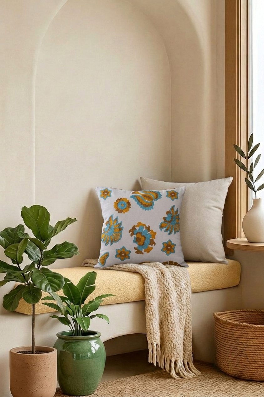 Yellow Pharaonic Cushion Cover