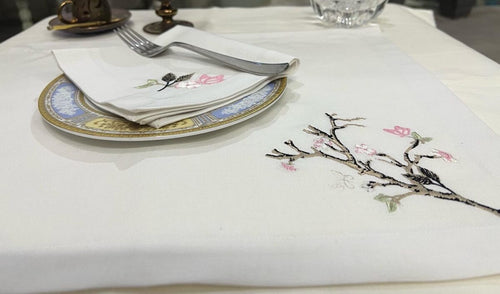 Branch Luxury Embroidered Table Linen Collection – 100% Egyptian Cotton & Linen
