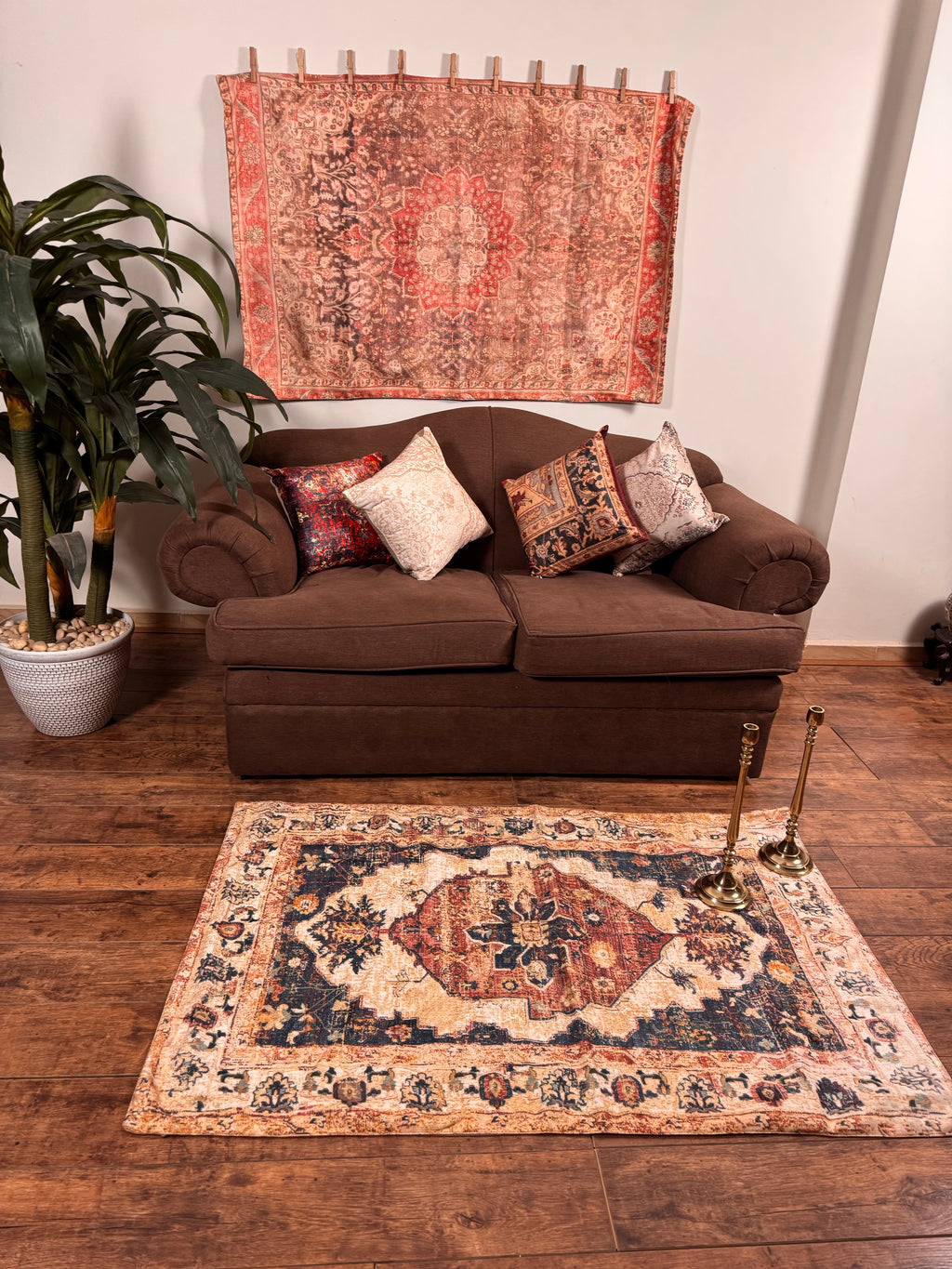 Beige Kilim Style Wall Tapestry