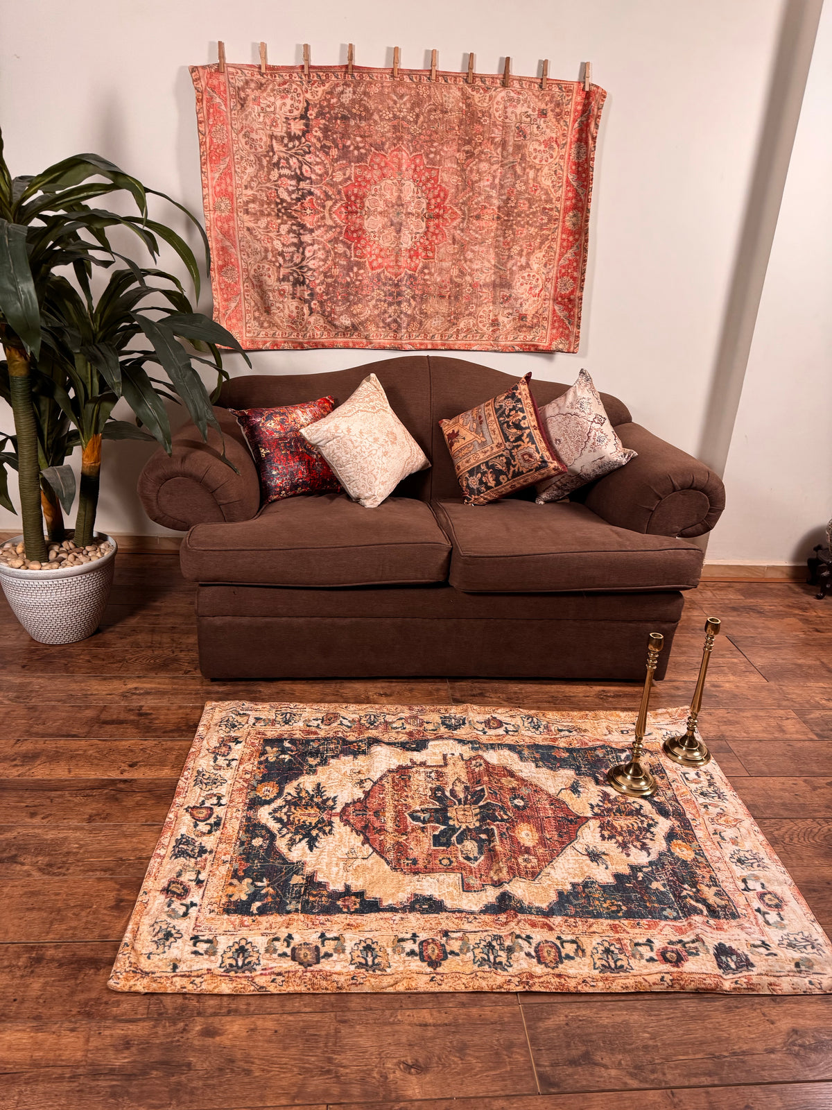 Beige Kilim Style Wall Tapestry