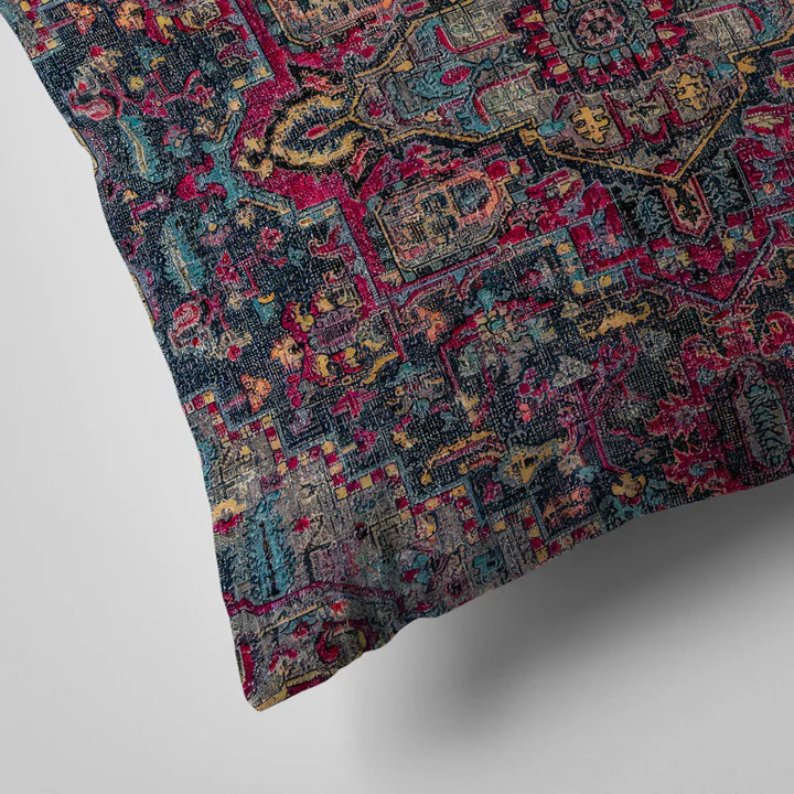 Sophia Jewel Ruby Red & Grey Distressed Cushion Cover
