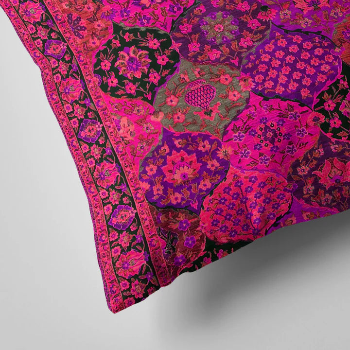 Vibrant Pink Persian Pattern Cushion Cover