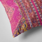 Vibrant Pink & Yellow Kilim Pattern Cushion Cover