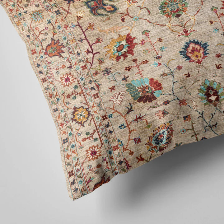 Luxury Beige & Red floral Afghan Style Cushion Cover