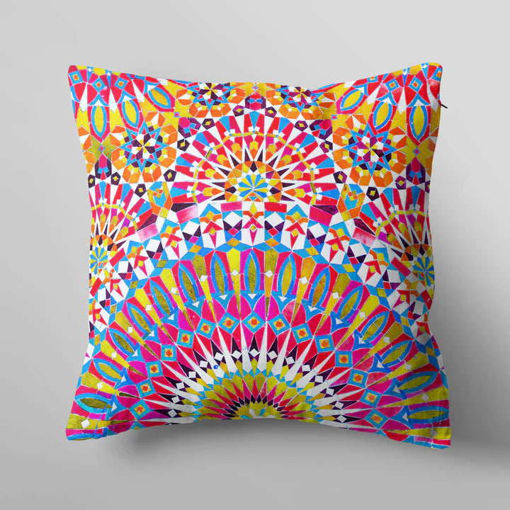 Vibrant Moroccan Geometric Cushion Cover