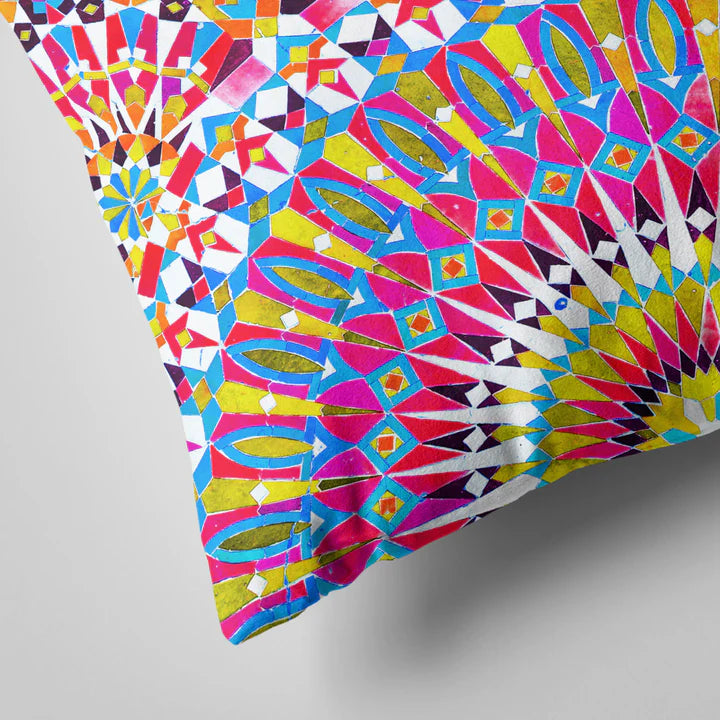 Vibrant Moroccan Geometric Cushion Cover