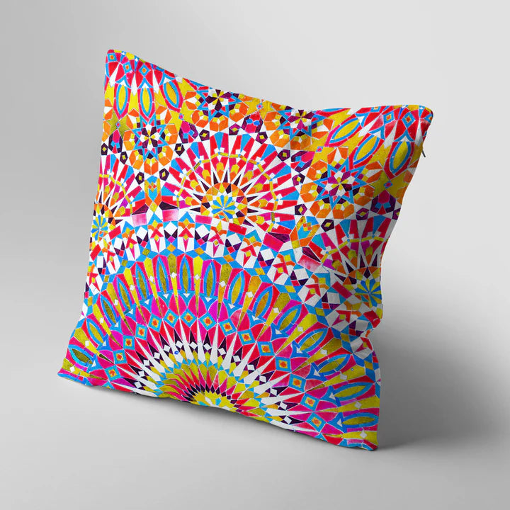 Vibrant Moroccan Geometric Cushion Cover