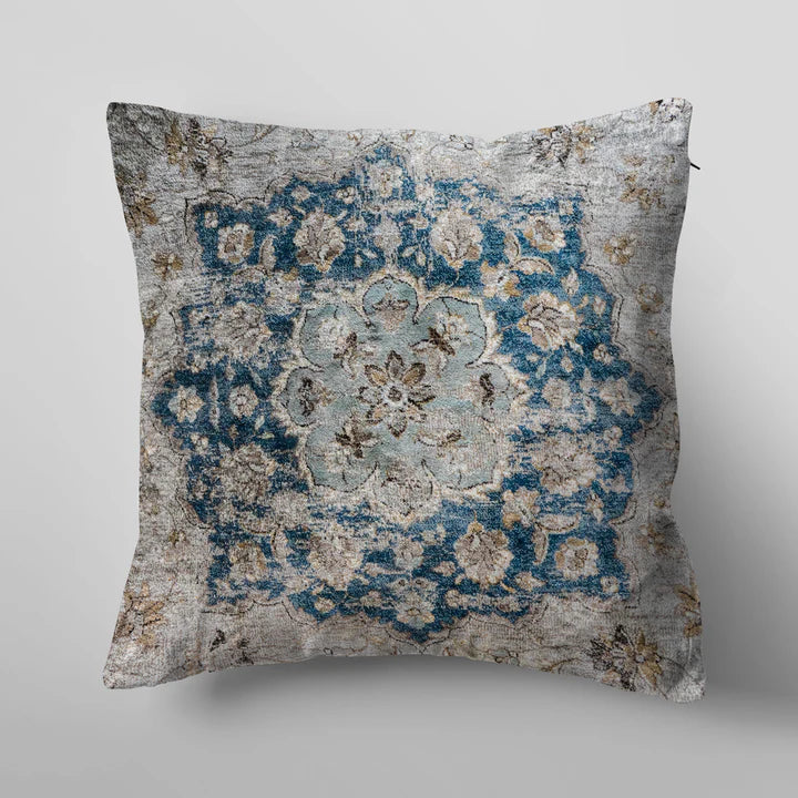 Blue Vintage Carpet Pattern Cushion Cover Set -3 Pieces