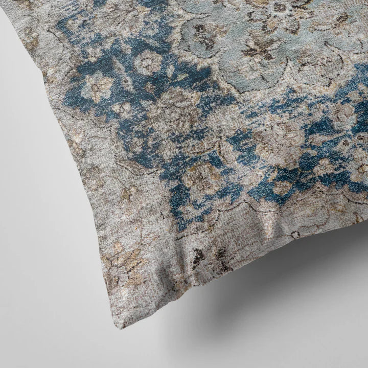 Distressed Boho Blue & Grey Cushion Cover