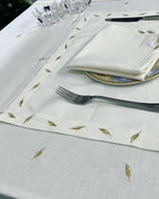 Leaf Luxury Embroidered Table Linen Collection – 100% Egyptian Cotton & Linen