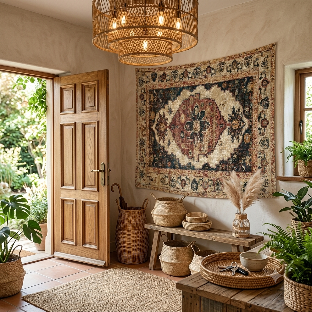 Beige Kilim Style Wall Tapestry